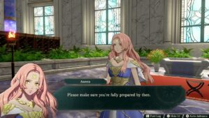 Fire Emblem: Fortune’s Weave – 1 Cai’s Path Ch 9: Listen To Aurora’s Report | Gives Cai Star Spear