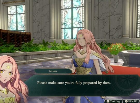 Fire Emblem: Fortune’s Weave – 1 Cai’s Path Ch 9: Listen To Aurora’s Report | Gives Cai Star Spear