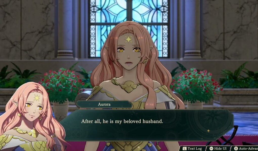 Fire Emblem: Fortune’s Weave – 1 Cai’s Path Ch 12: Aurora Temple: Arora Tells Cai The Truth Cutscene