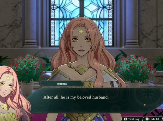 Fire Emblem: Fortune’s Weave – 1 Cai’s Path Ch 12: Aurora Temple: Arora Tells Cai The Truth Cutscene