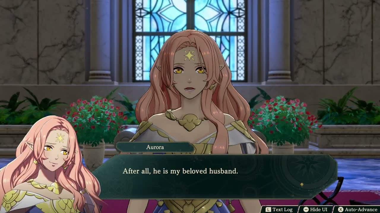 Fire Emblem: Fortune’s Weave – 1 Cai’s Path Ch 12: Aurora Temple: Arora Tells Cai The Truth Cutscene