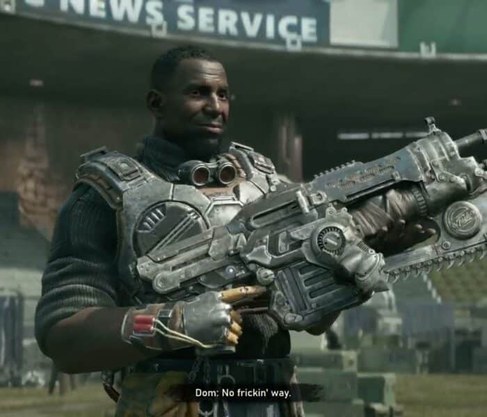 Gears of War: E Day – Act 2 Chapter 2: Hank “Russ” Rustin Creates Prototype Chainsaw Lancer Cutscene