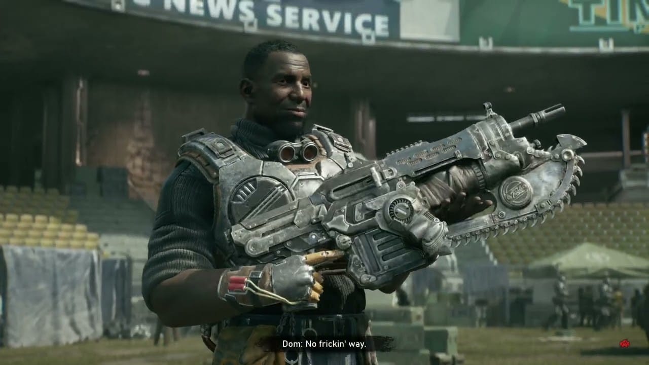 Gears of War: E Day – Act 2 Chapter 2: Hank “Russ” Rustin Creates Prototype Chainsaw Lancer Cutscene