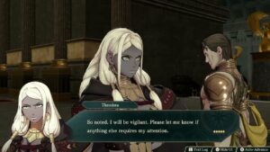 Fire Emblem: Fortune’s Weave – 1 Theodora’s Path Ch 1: 2/2/1446: Meet with Kumos (Sergio Sick, Dyan)
