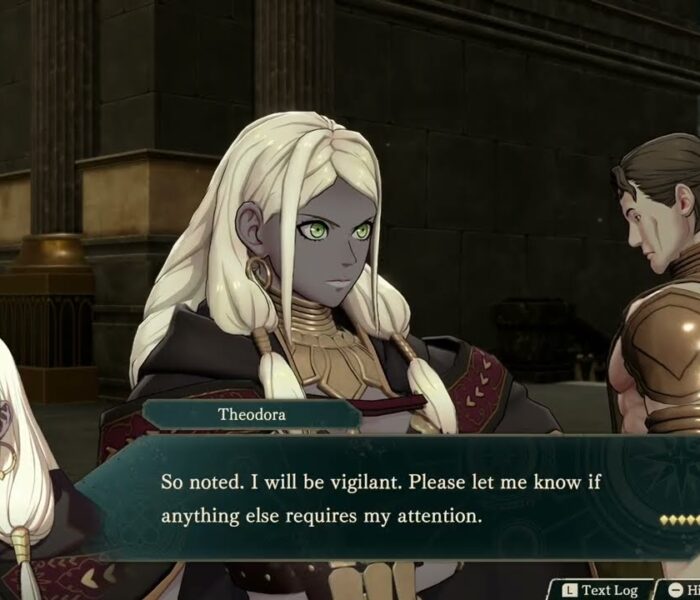 Fire Emblem: Fortune’s Weave – 1 Theodora’s Path Ch 1: 2/2/1446: Meet with Kumos (Sergio Sick, Dyan)