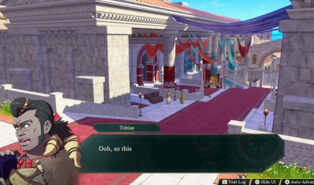 Fire Emblem: Fortune’s Weave – 1 Theodora’s Path Ch 3: Head To Aurora’s Temple: Temple Row Cutscene