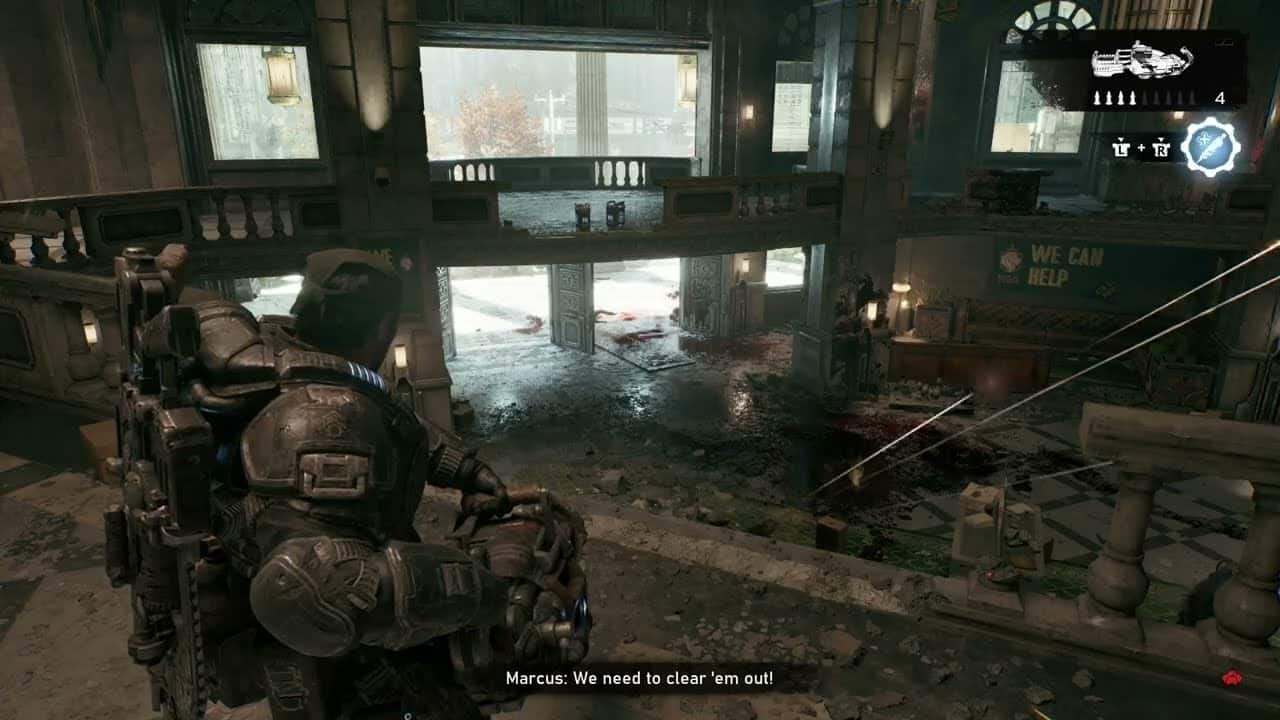 Gears of War: E Day – Act 2 Chapter 2: Defend Bank of Tyrus: Tickers, Drones, Wretches Gameplay