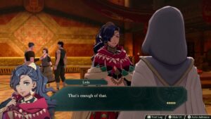 Fire Emblem: Fortune’s Weave – 1 Leda Path Ch 4: Head To The Tavern: Leda Meets Aswan Cutscene