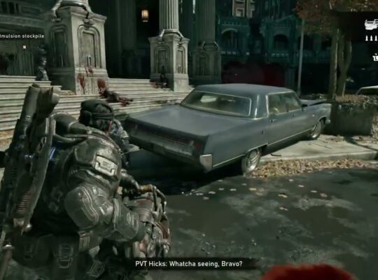 Gears of War: E Day – Act 2 Chapter 2: Grind Coffee COG Tag Location – Kalona Theater Banter
