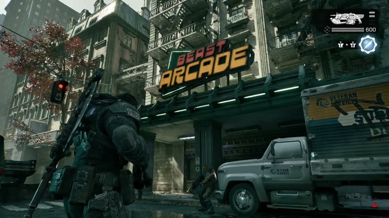 Gears of War: E Day – Act 2 Chapter 2: Day 1 Downtown: Help Gears with Ambush: Boomers, Drones